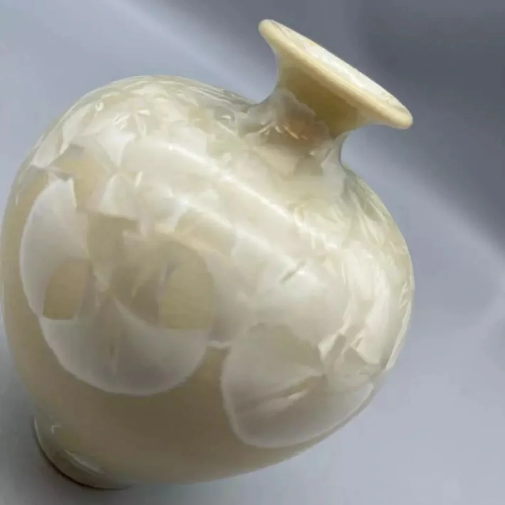 Louise Reding Crystalline Vase Studio Art Pottery Ivory Signed